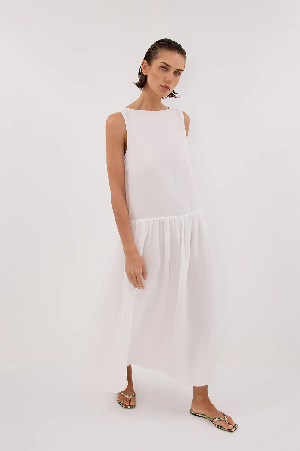 JACQUES WHITE RAMIE MIDI DRESS - Gamepaces