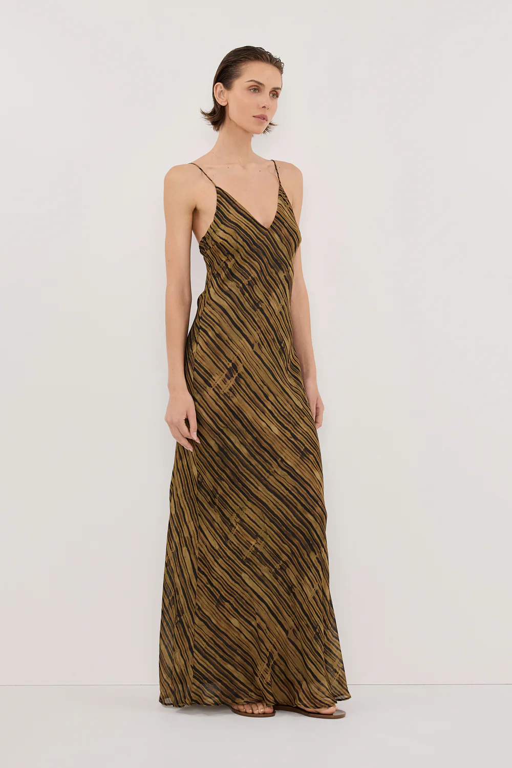 FLEUR DARK CHOCOLATE SLIP MIDI DRESS - Gamepaces