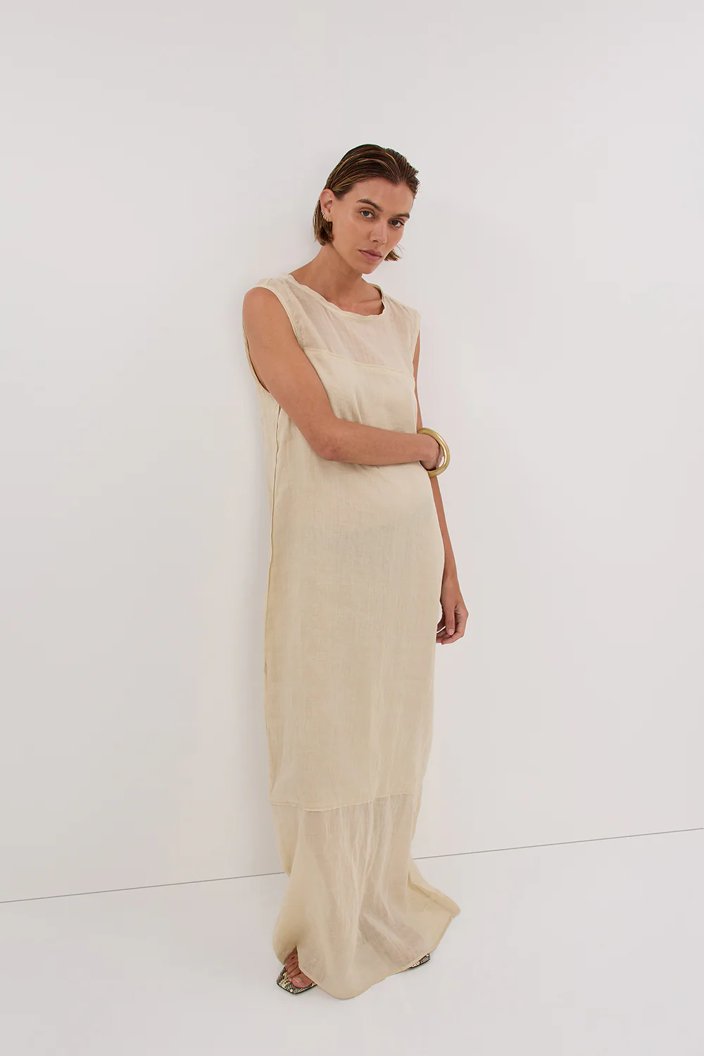 KAI PLASTER RAMIE SHELL MIDI DRESS - Gamepaces