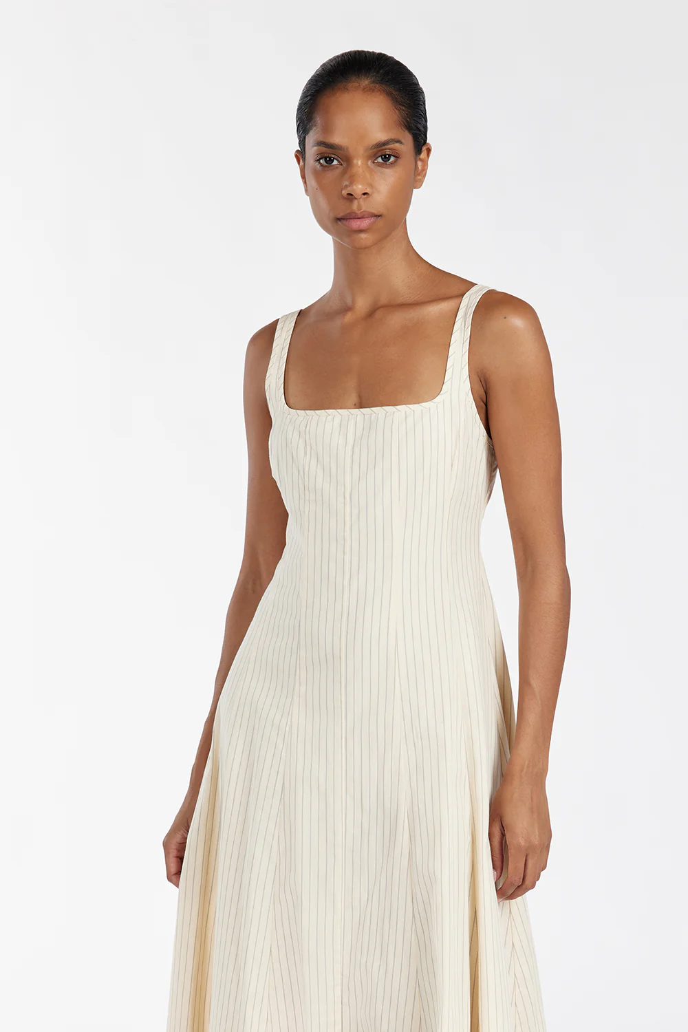 RILEY CREAM STRIPE MIDI DRESS - Gamepaces