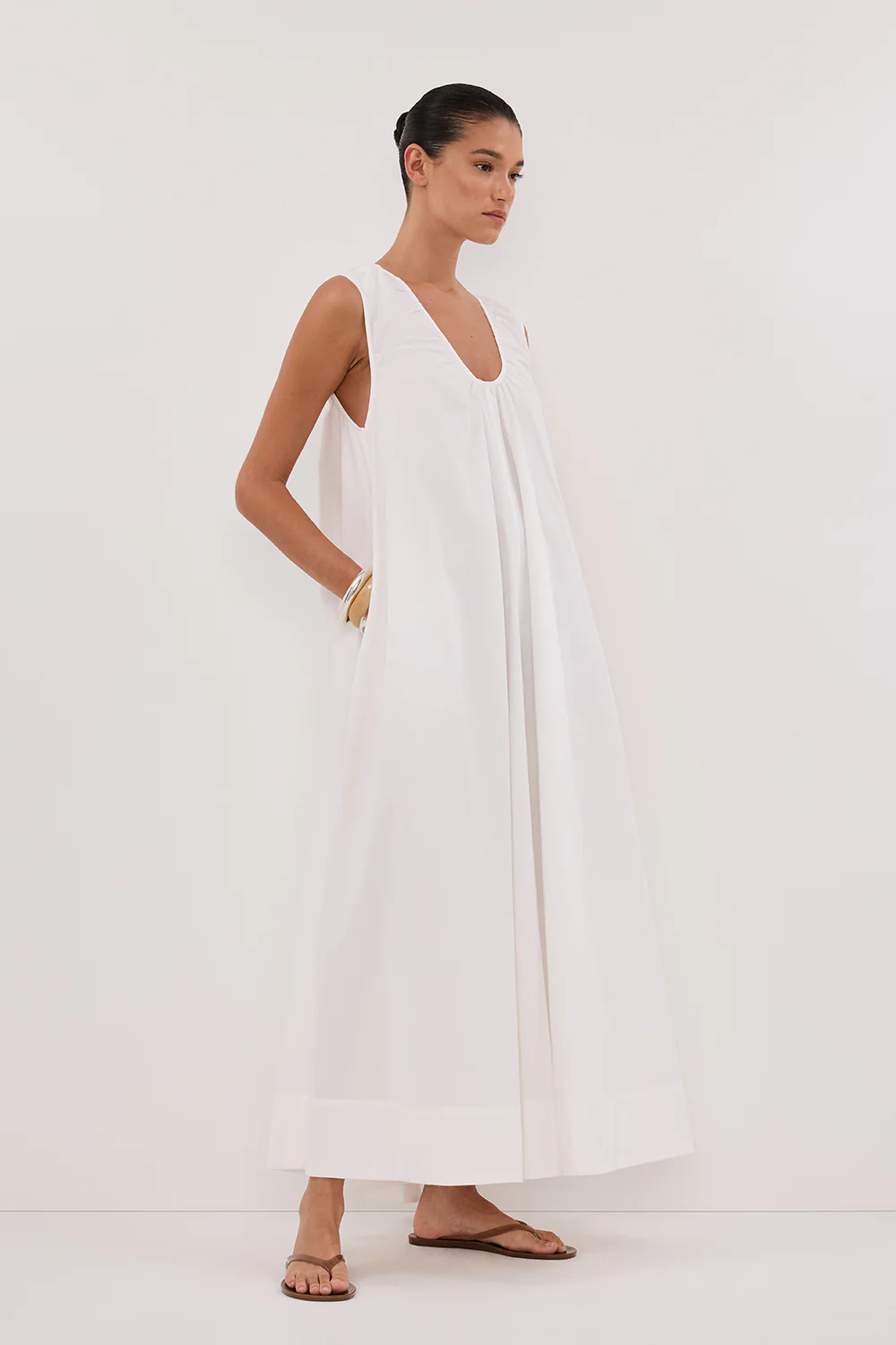 GABBY WHITE OVERSIZED COTTON MIDI DRESS - Gamepaces