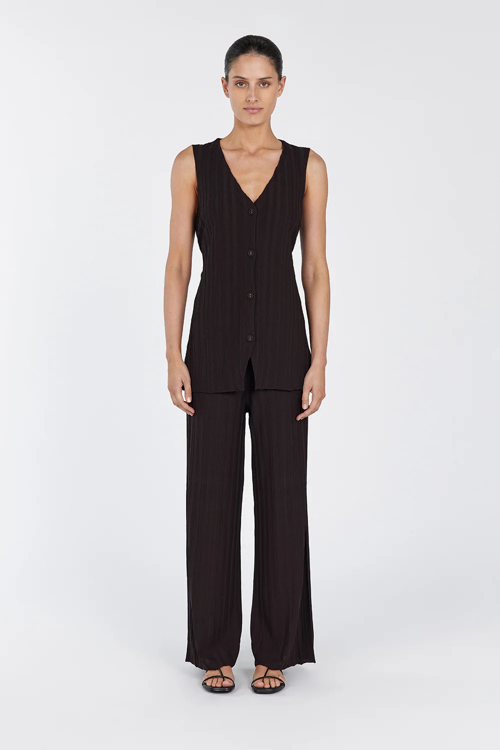 SYLVIA BITTER CHOC LONGLINE VEST - Gamepaces