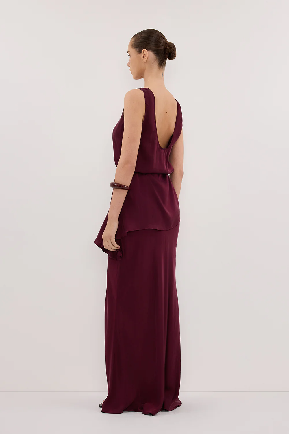 COLETTE MERLOT SILK MIDI SKIRT - Gamepaces