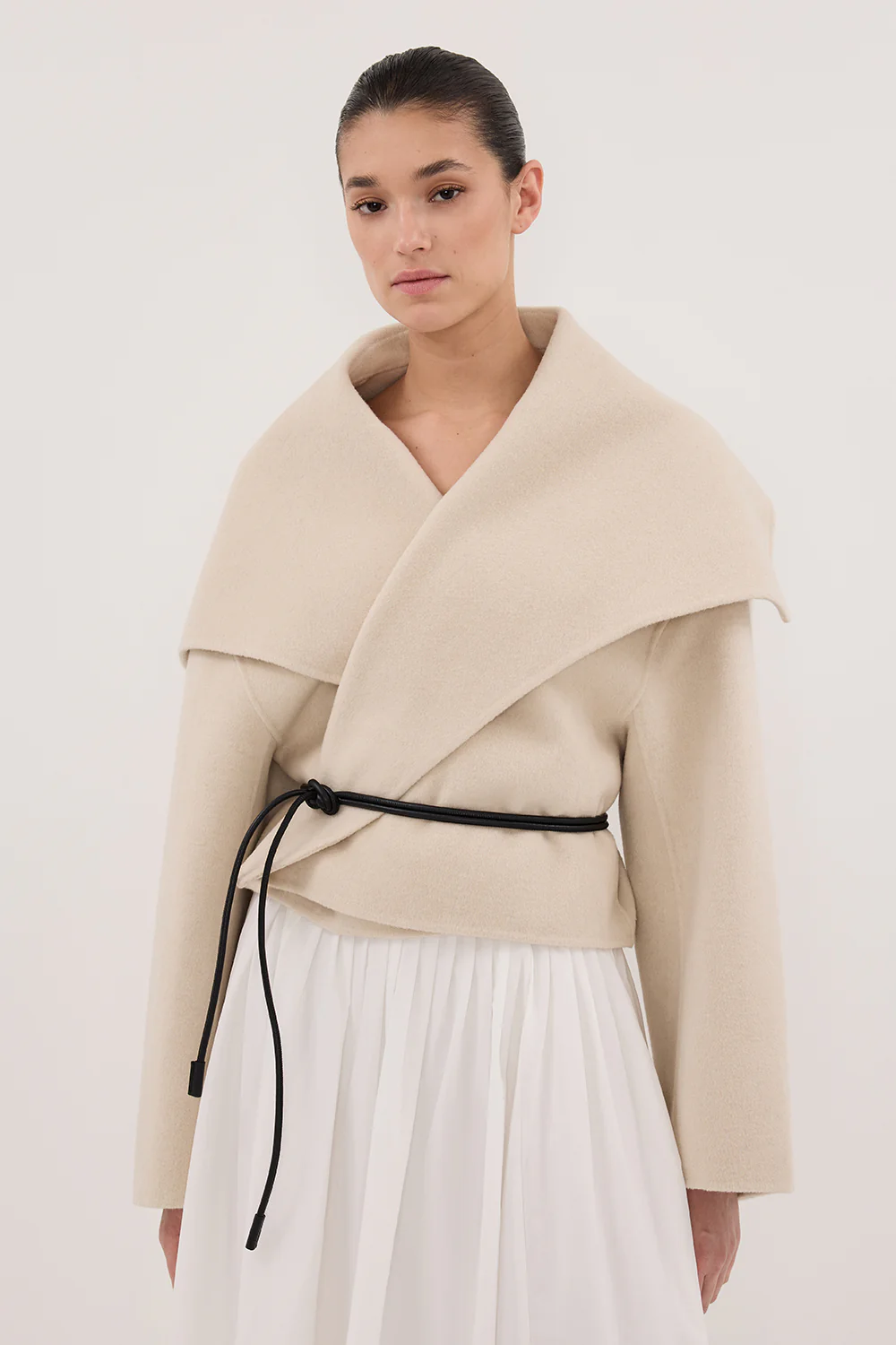 LUCIA BONE CROPPED WOOL BLEND TRENCH COAT - Gamepaces