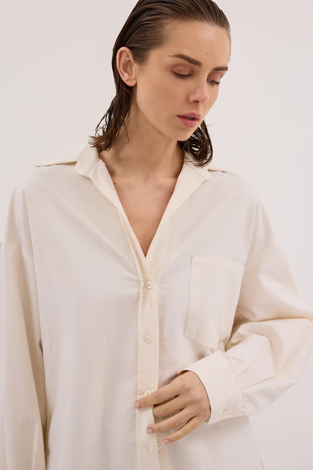 RHEA 2.0 CREAM OVERSIZED COTTON SHIRT - Gamepaces