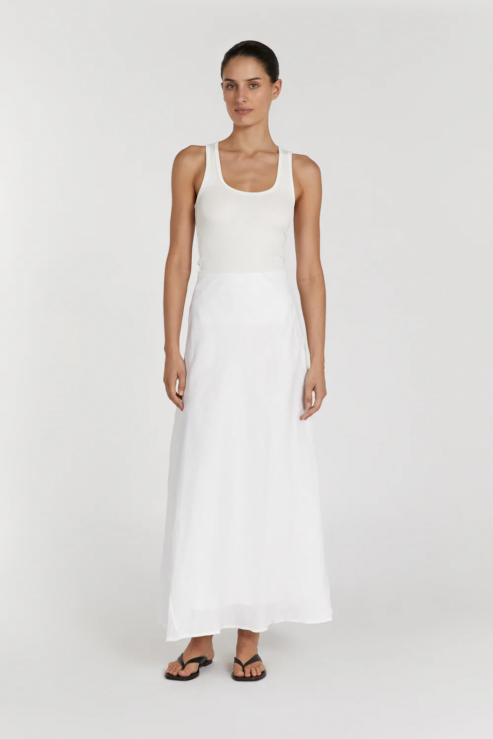 SYRAH WHITE LINEN MIDI SKIRT - Gamepaces