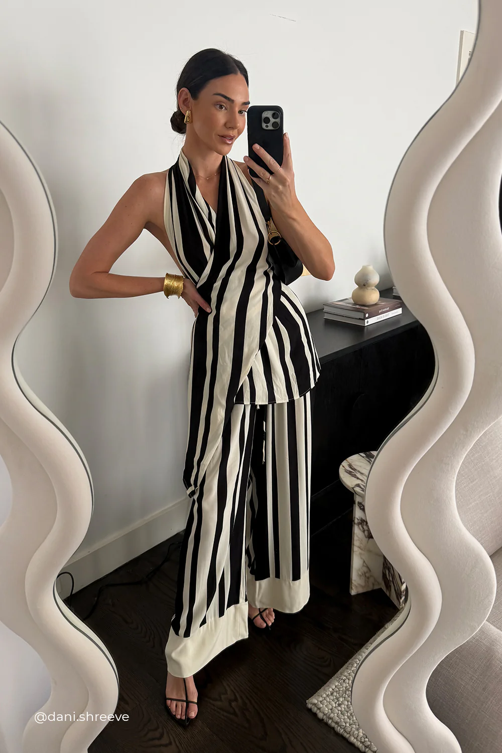 BEAU BLACK STRIPE HALTER TOP - Gamepaces