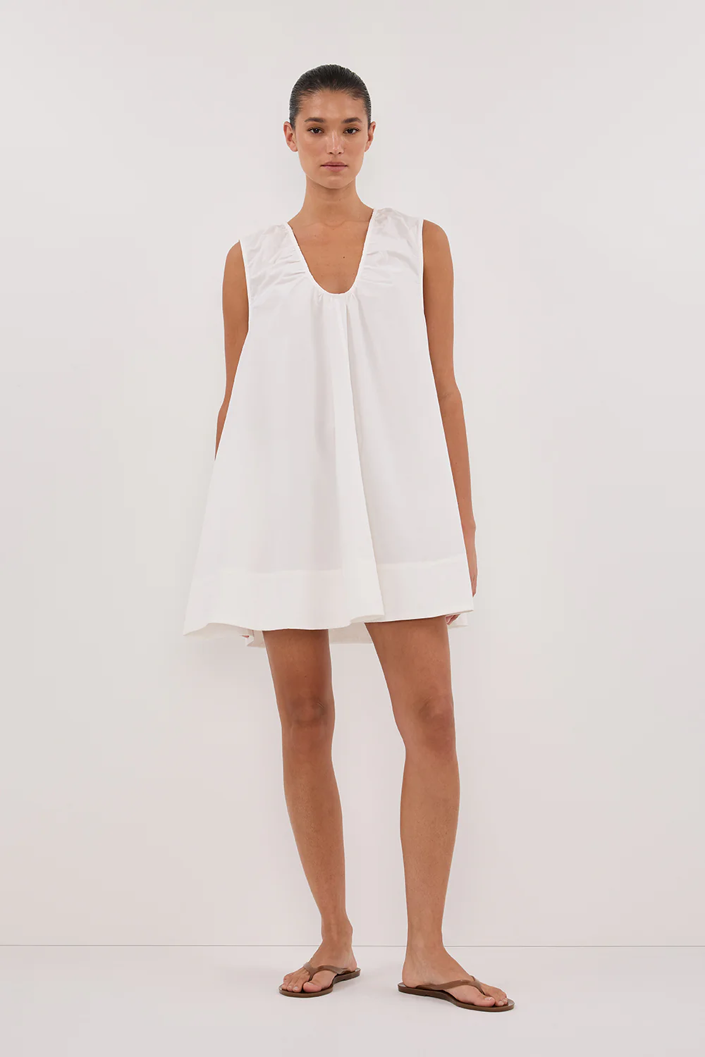 GABBY WHITE OVERSIZED COTTON MINI DRESS - Gamepaces