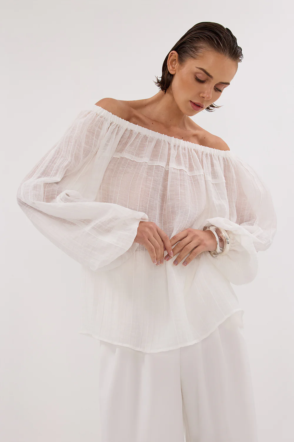 TAHITI WHITE LONG SLEEVE TOP - Gamepaces