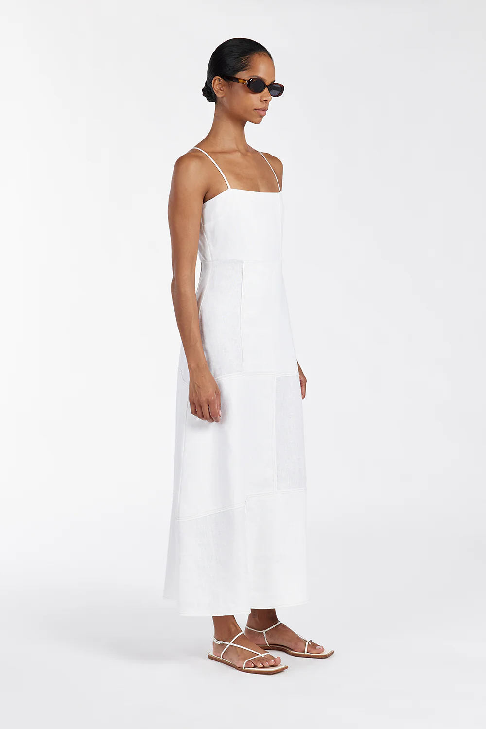 CATIE WHITE PATCHWORK MIDI DRESS - Gamepaces