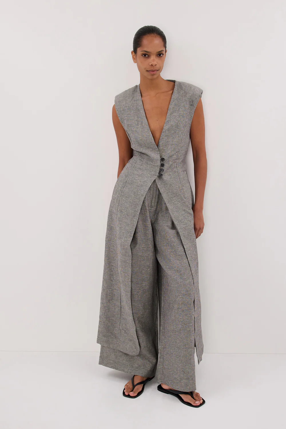ELIAS CHARCOAL LINEN BLEND PANT - Gamepaces