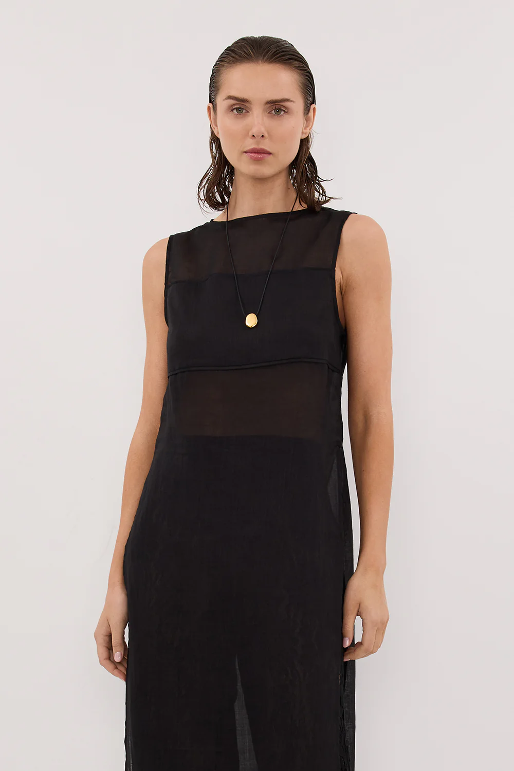 KAI BLACK RAMIE SLEEVELESS TUNIC TOP - Gamepaces