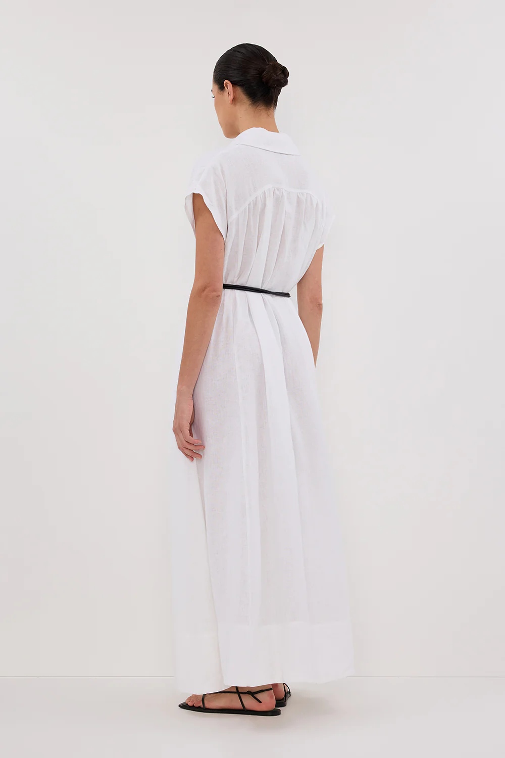 LANA WHITE LINEN MIDI SHIRT DRESS - Gamepaces