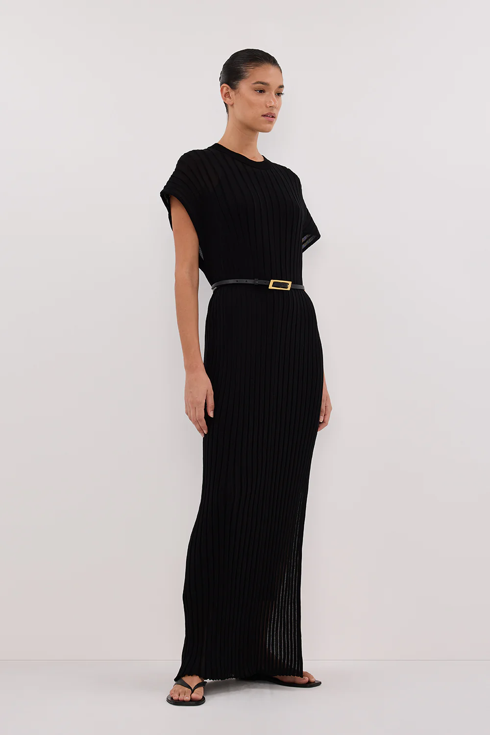 JADE BLACK KNIT MAXI DRESS - Gamepaces