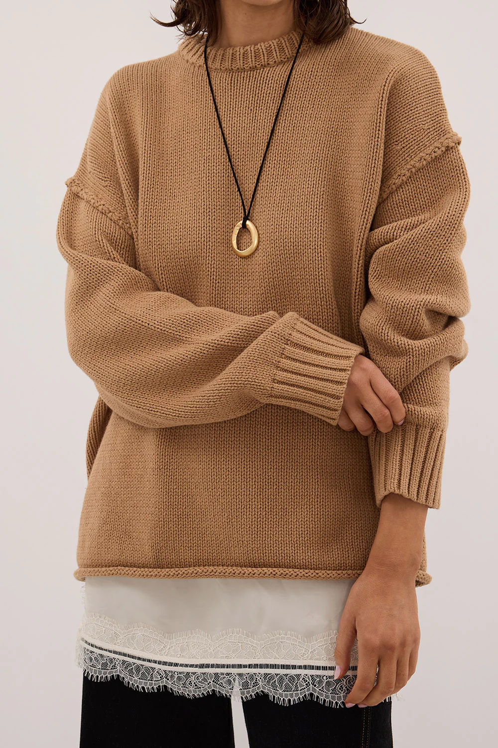 ROY WHEAT LONGLINE KNIT JUMPER - Gamepaces