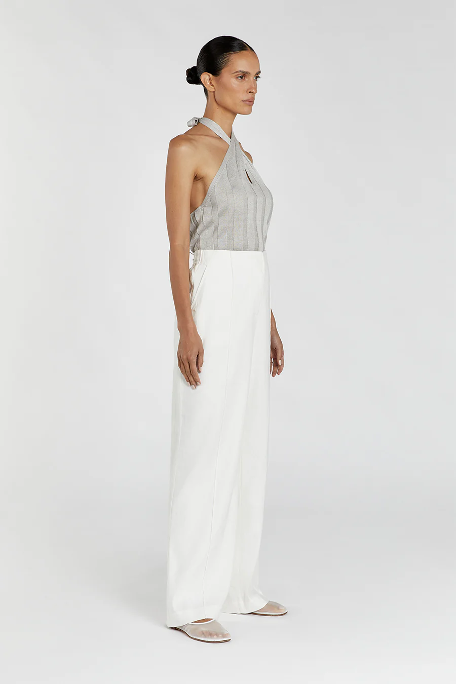 EVERLY SILVER TWIST KNIT  TOP - Gamepaces