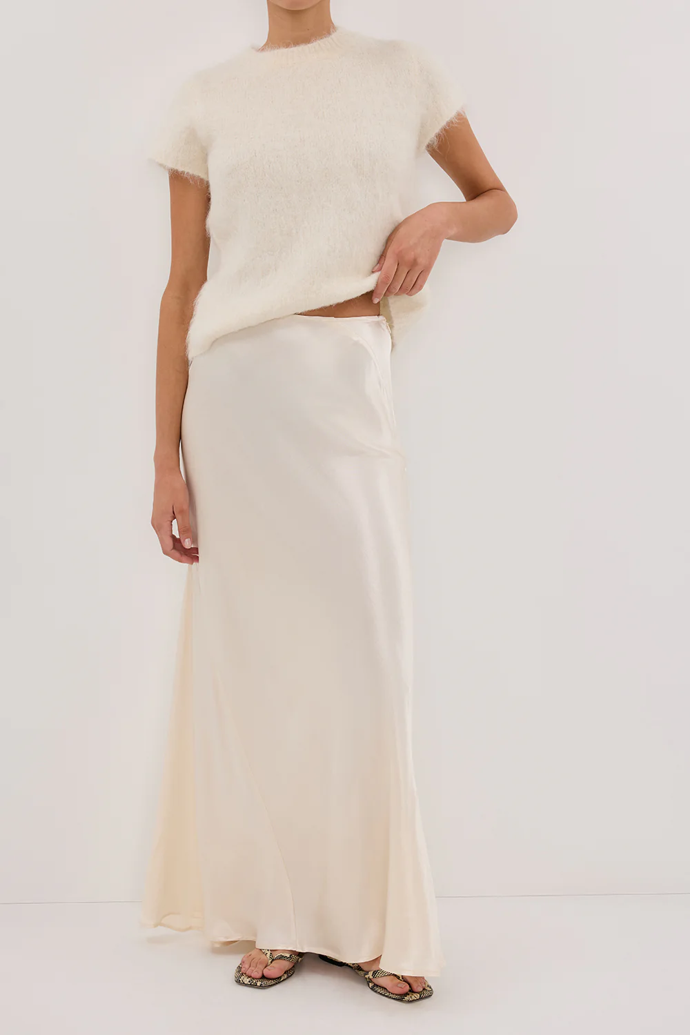 CHARLI CREAM SATIN MAXI SKIRT - Gamepaces