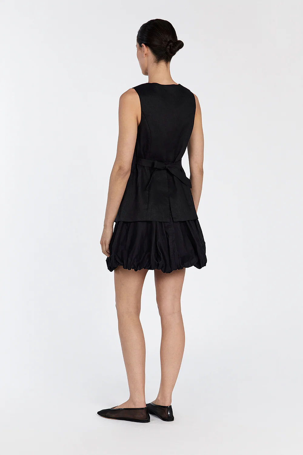 MARIA BLACK LINEN MINI SKIRT - Gamepaces
