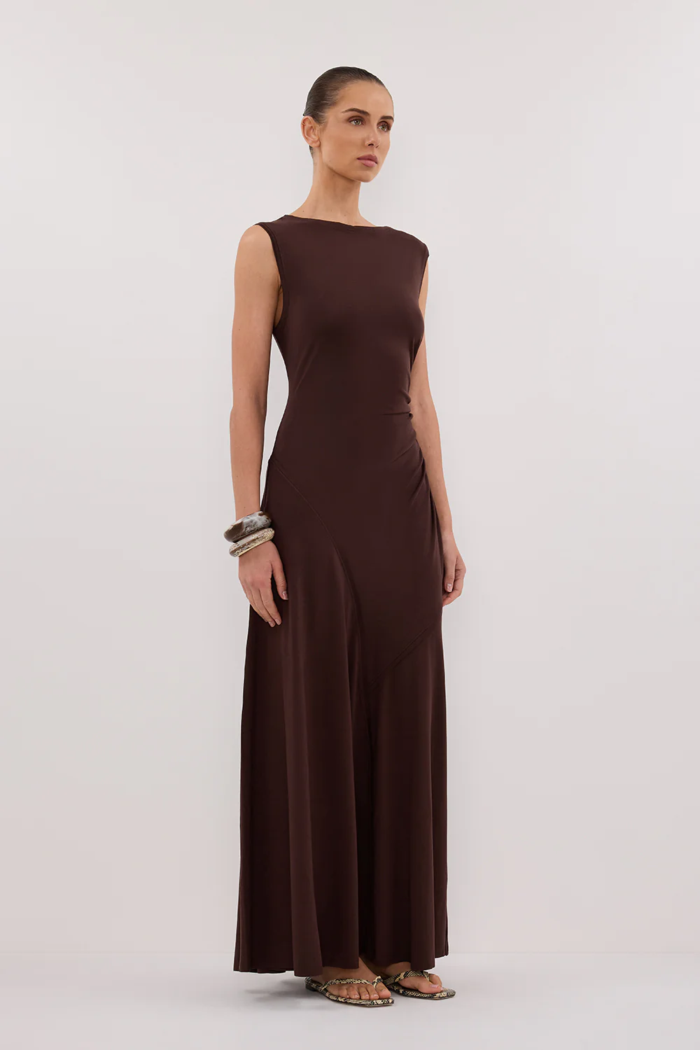 HADLEY CHOC SLEEVELESS KNIT MAXI DRESS - Gamepaces