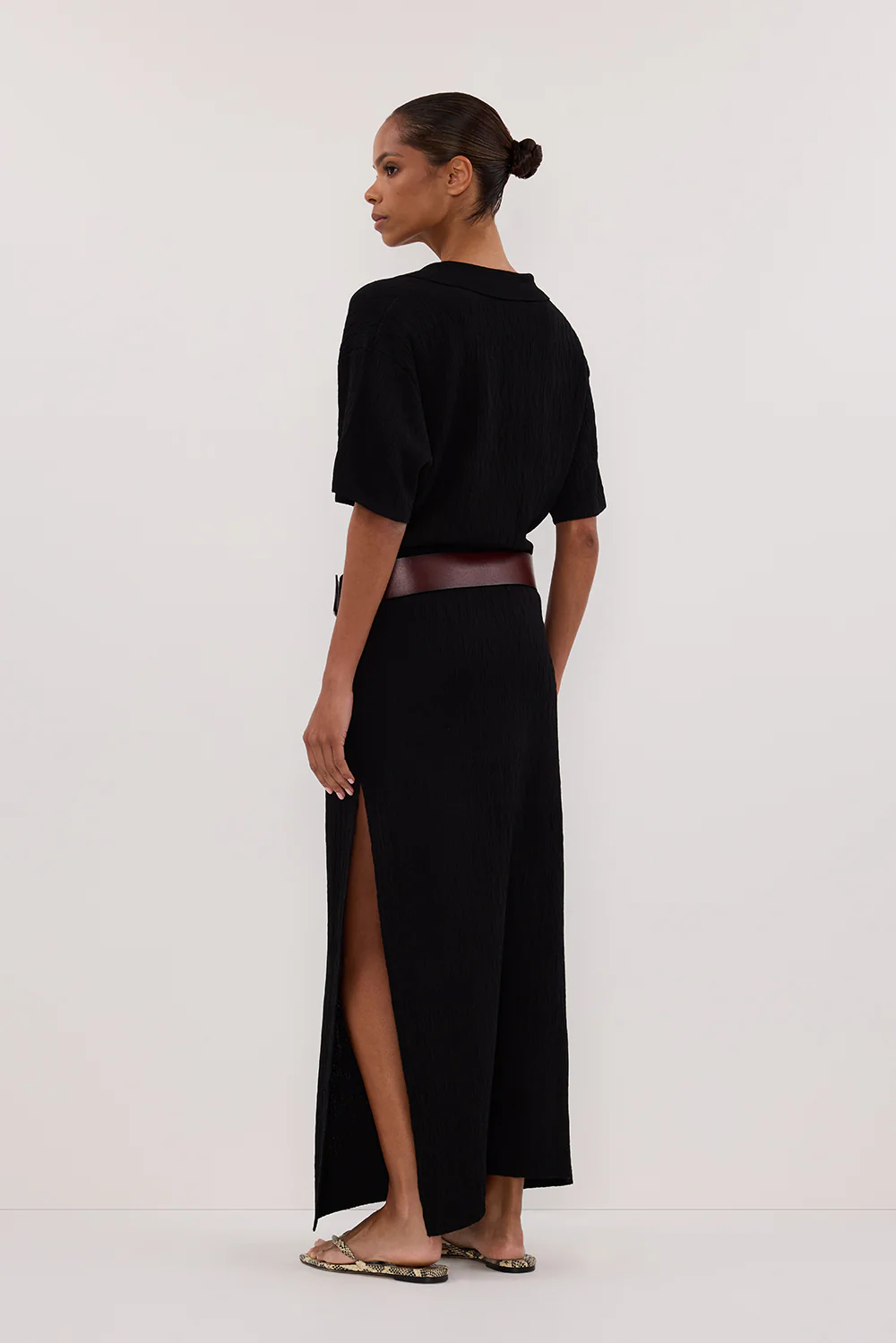 ALIAS BLACK POLO KNIT MIDI DRESS - Gamepaces