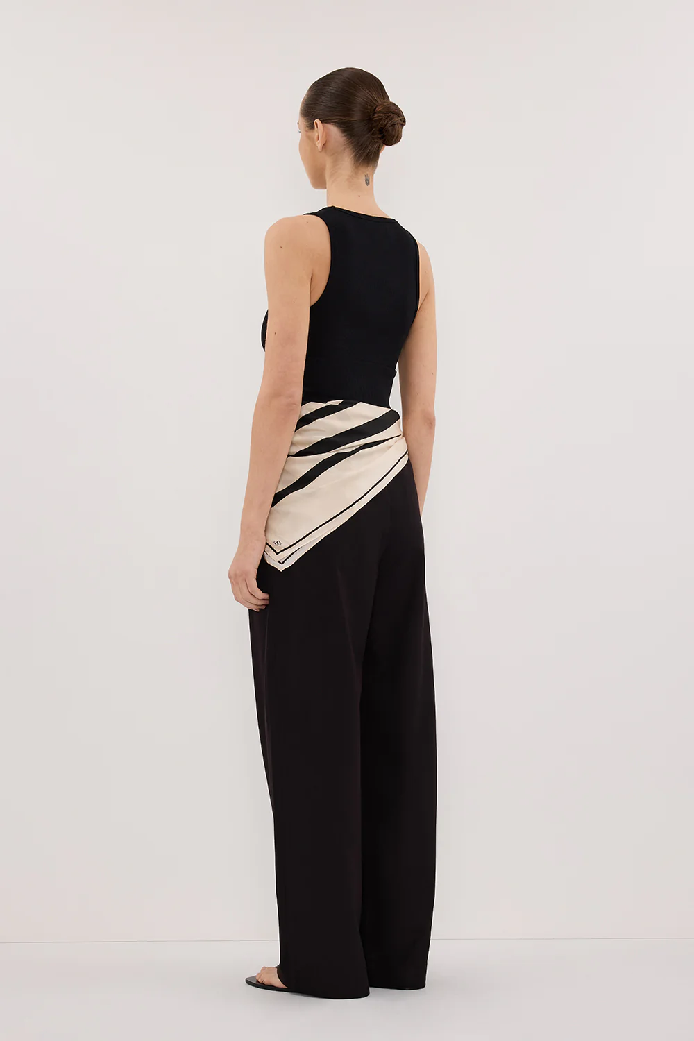RAE BLACK STRIPE SILK SCARF TOP - Gamepaces
