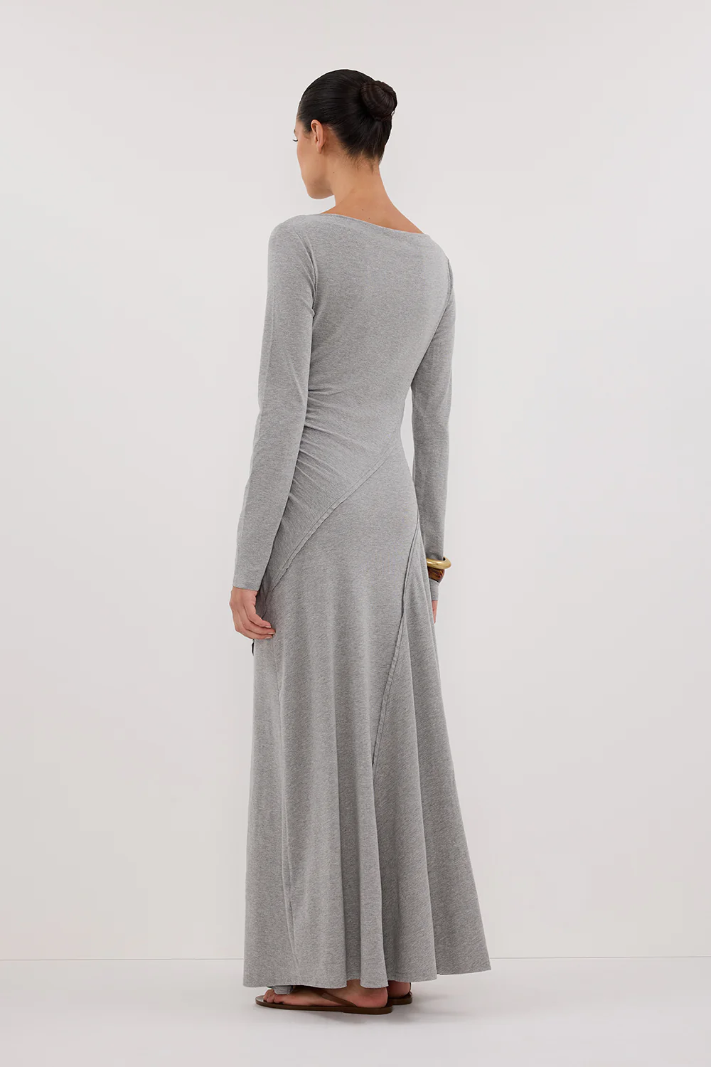 HADLEY SILVER LONG SLEEVE KNIT MAXI DRESS - Gamepaces