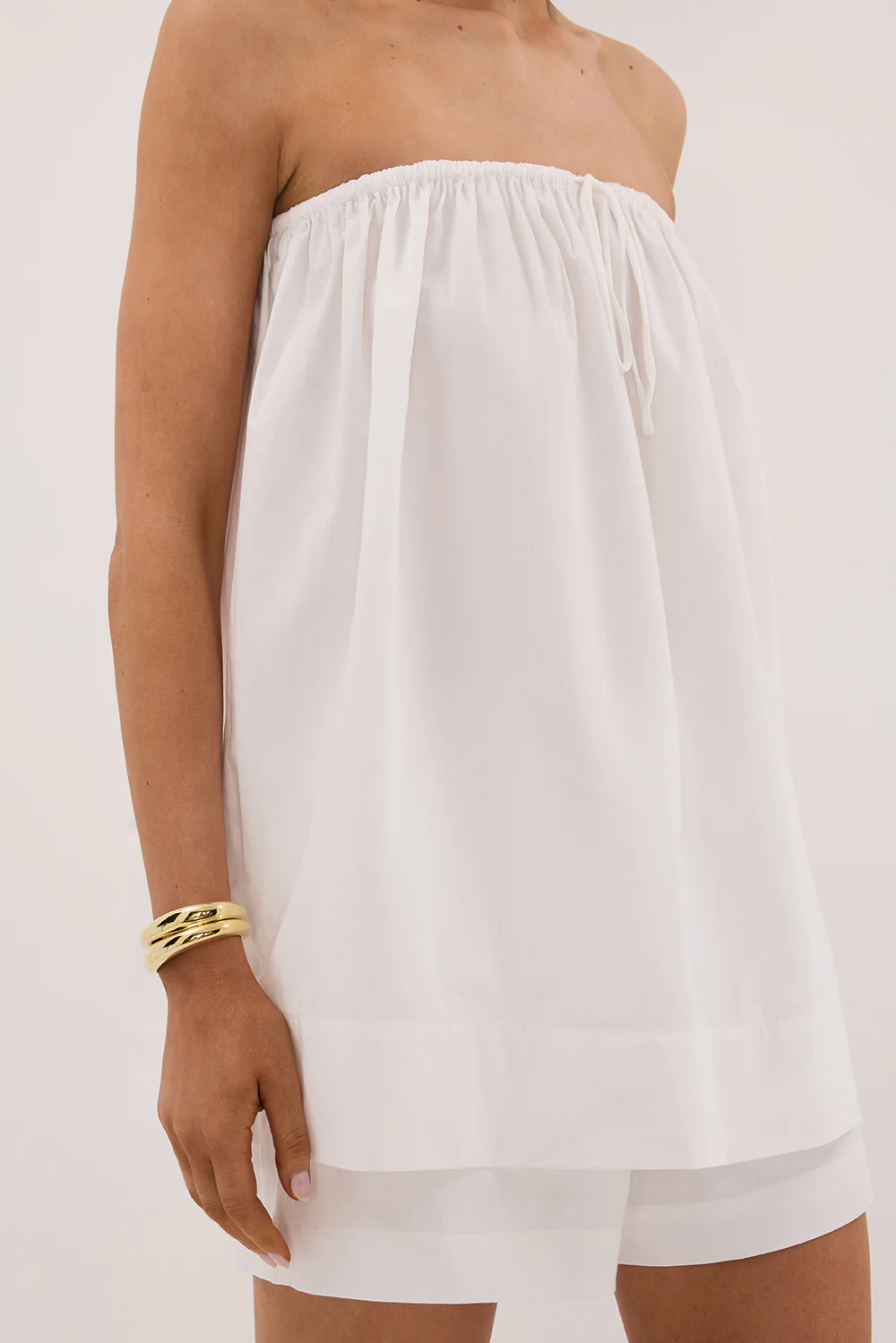 SOMMER WHITE STRAPLESS POPLIN TOP - Gamepaces