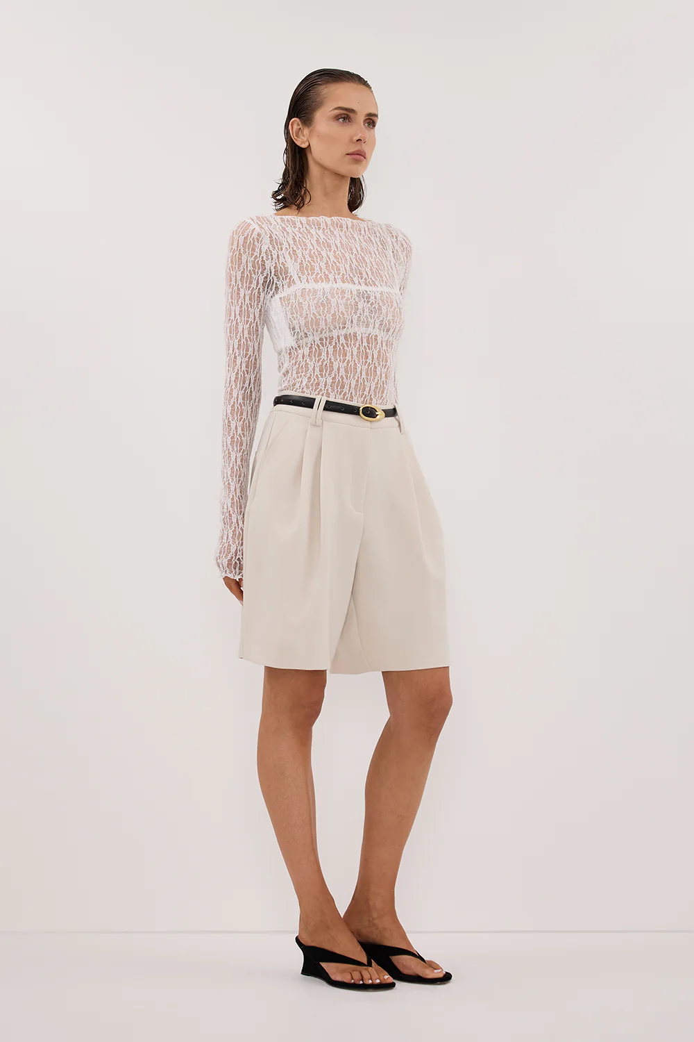 LIZZIE WHITE LACE LONG SLEEVE TOP - Gamepaces