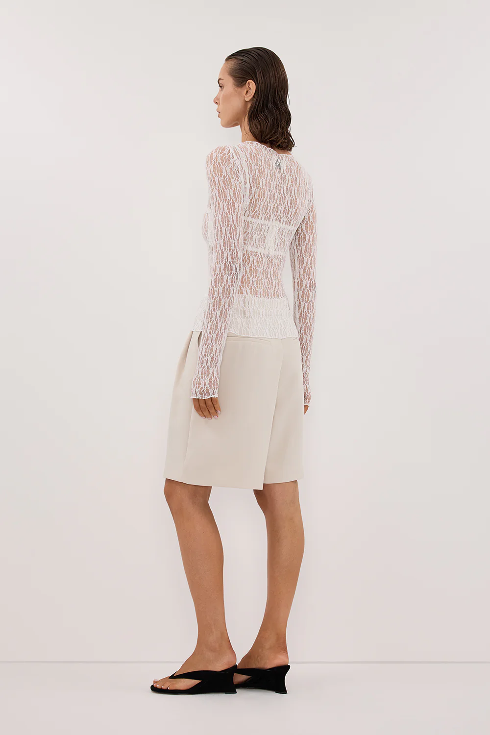 LIZZIE WHITE LACE LONG SLEEVE TOP - Gamepaces
