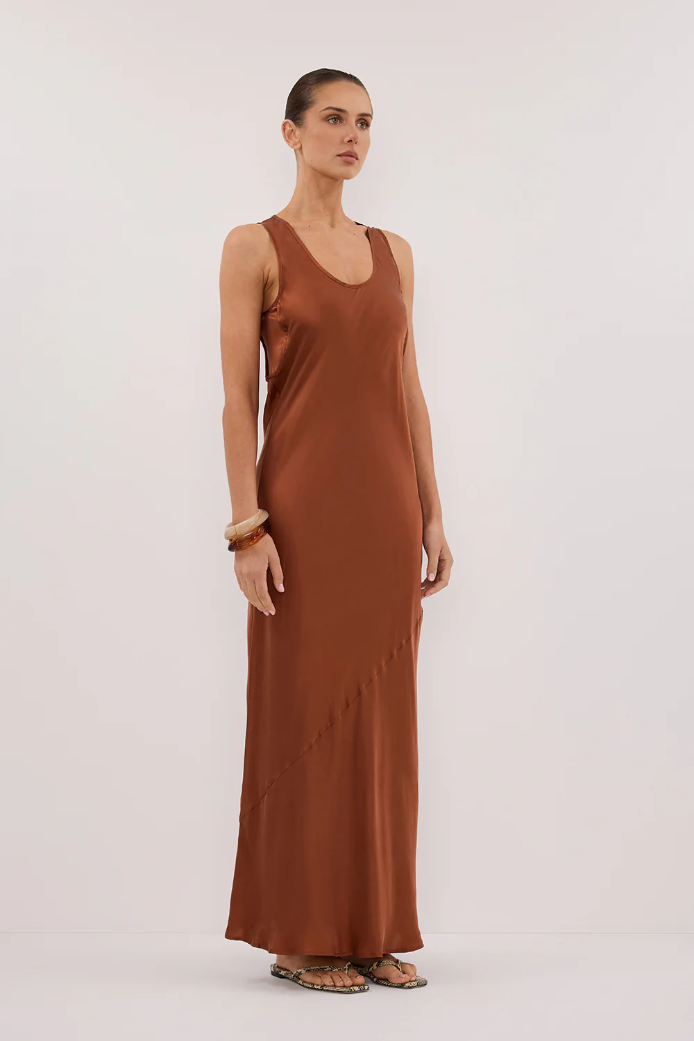 DARCY RUST SILK MAXI DRESS - Gamepaces