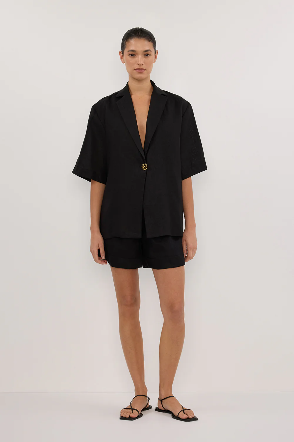 NALA BLACK LINEN RESORT SHIRT - Gamepaces
