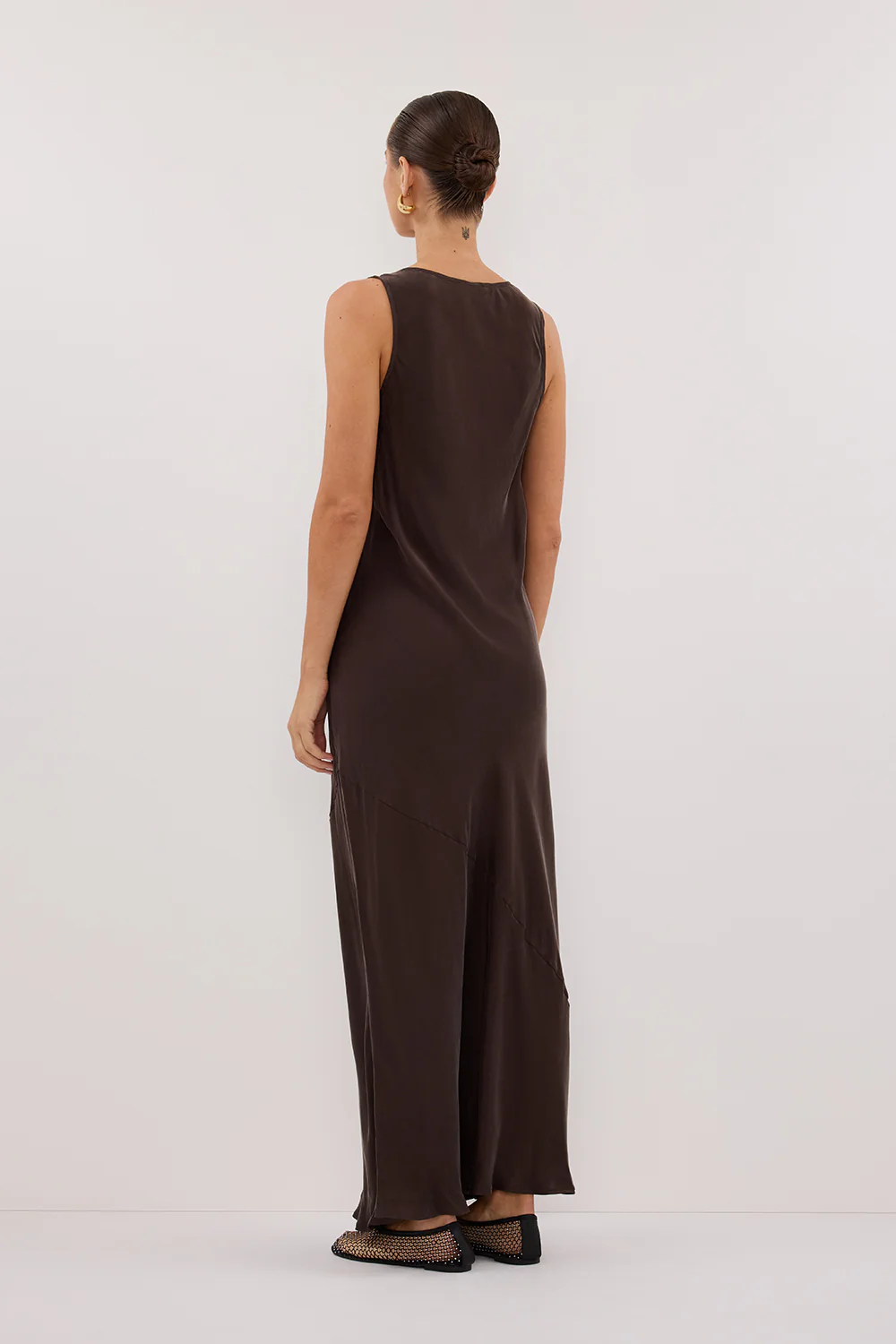 DARCY BITTER CHOC SILK MAXI DRESS - Gamepaces