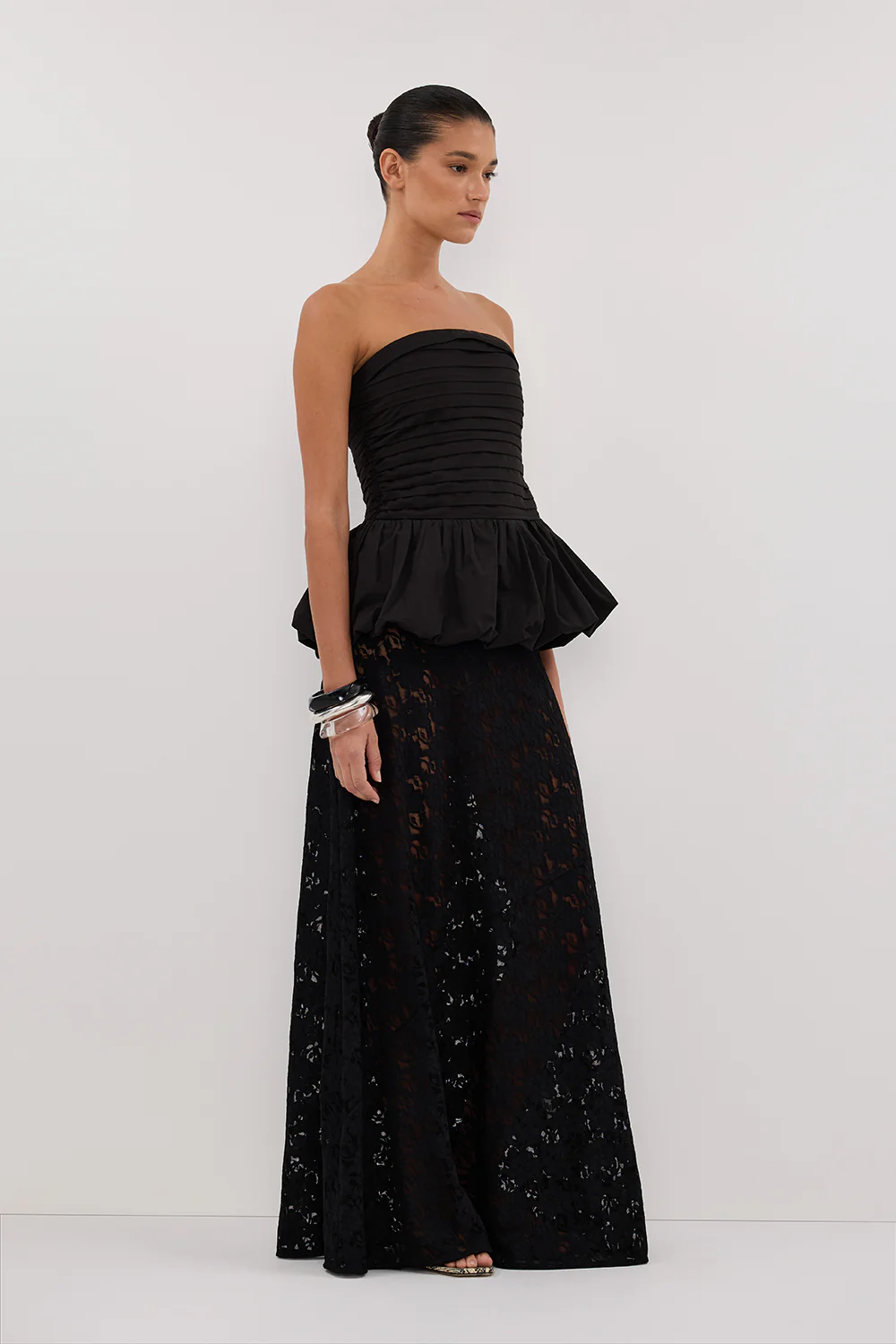 PEGGY BLACK COTTON STRAPLESS TOP - Gamepaces