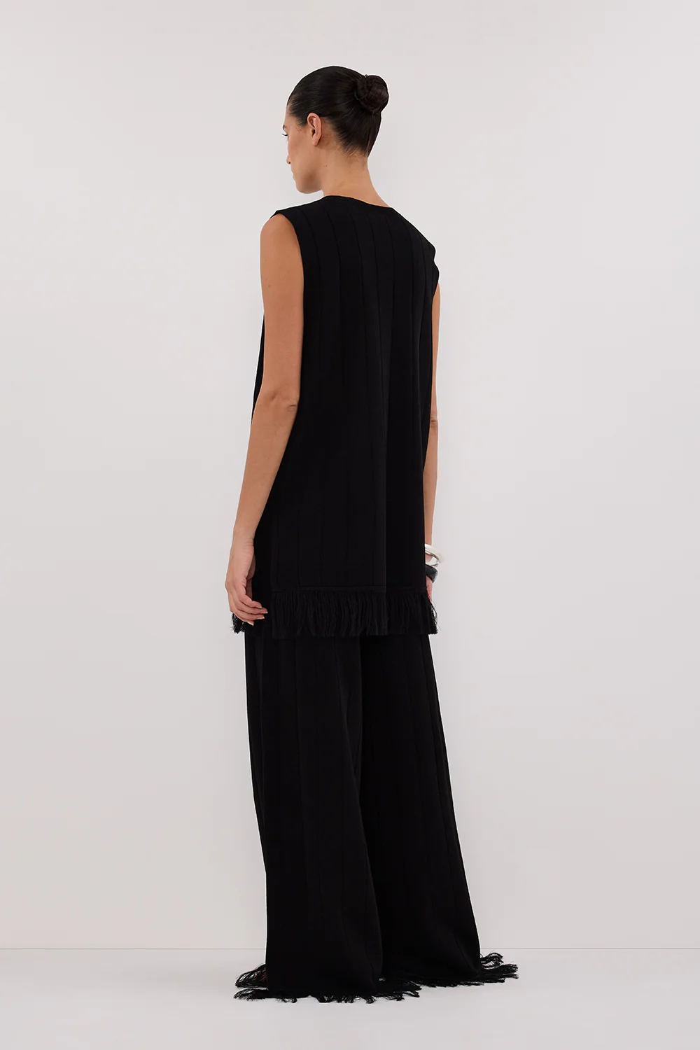 ARIA BLACK FRINGED KNIT PANT - Gamepaces