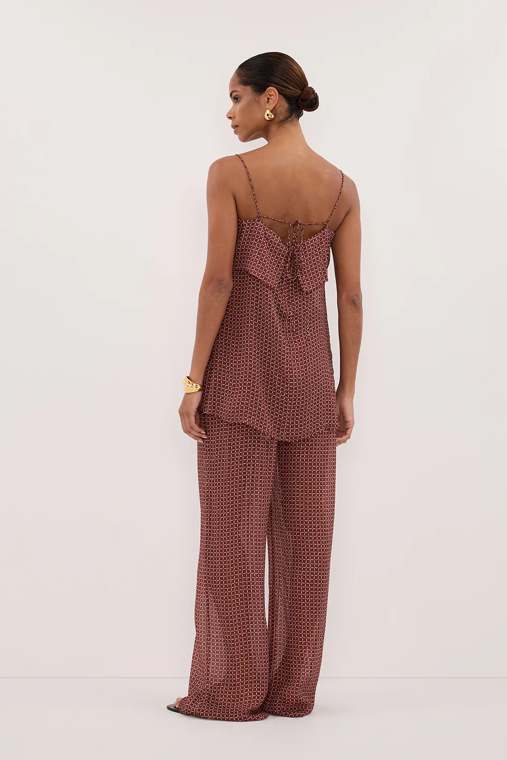 TIA SAHARA SLEEVELESS MICRO CHECK CAMI TOP - Gamepaces