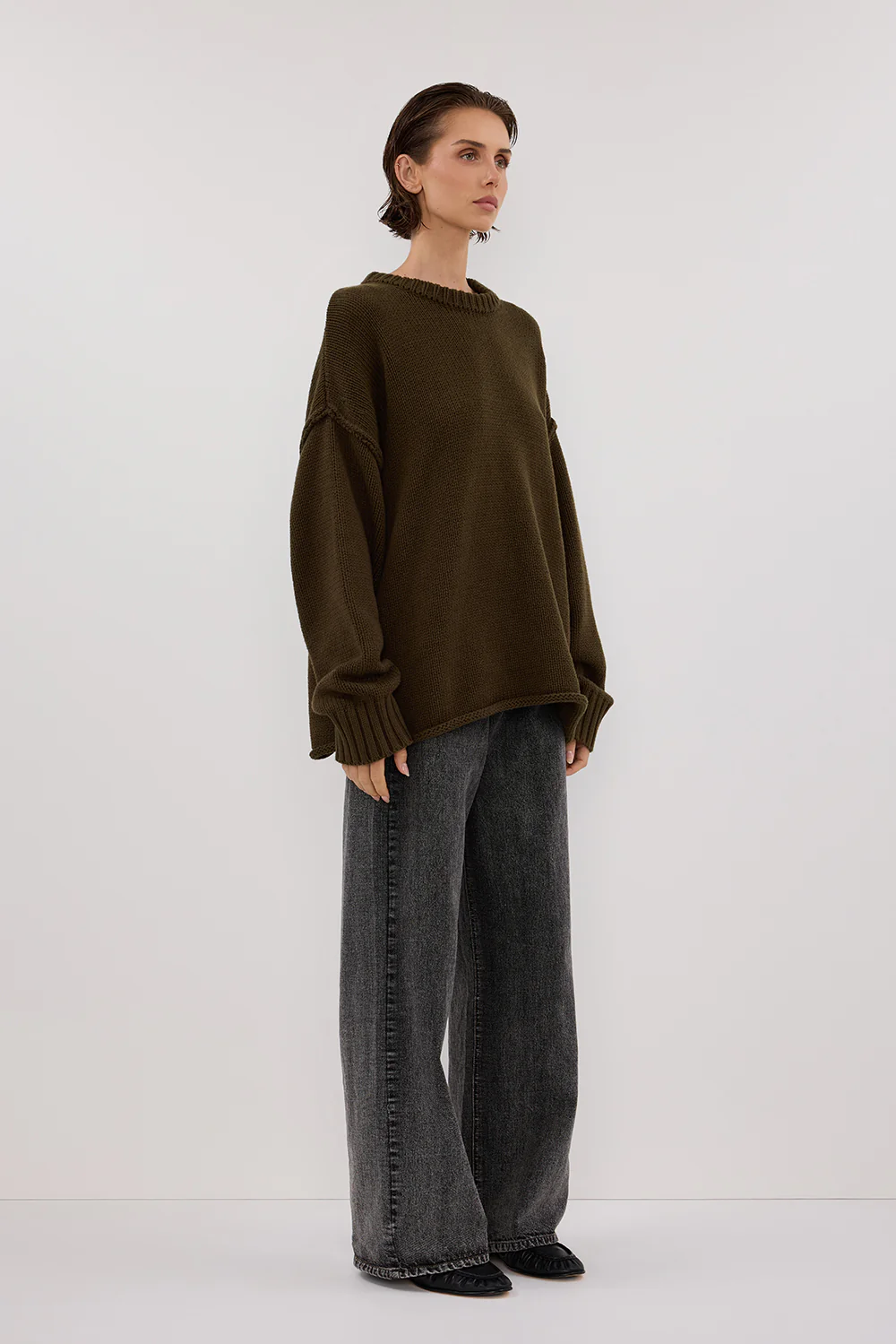 ROY OLIVE OVERSIZED LONGLINE KNIT JUMPER - Gamepaces
