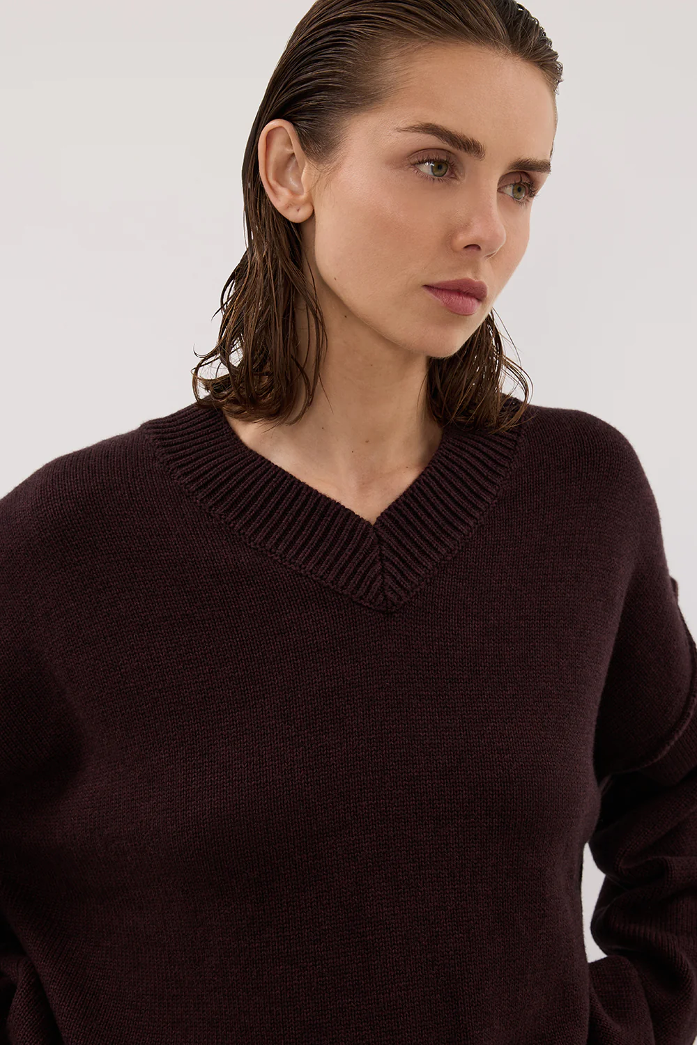 FLINT PLUM V NECK KNIT JUMPER - Gamepaces