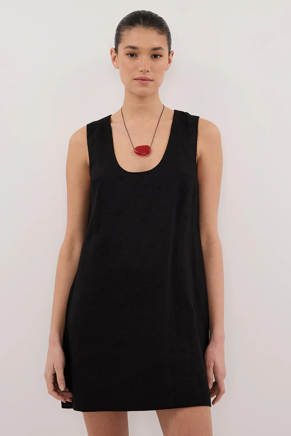 LOTUS BLACK LINEN MINI DRESS - Gamepaces