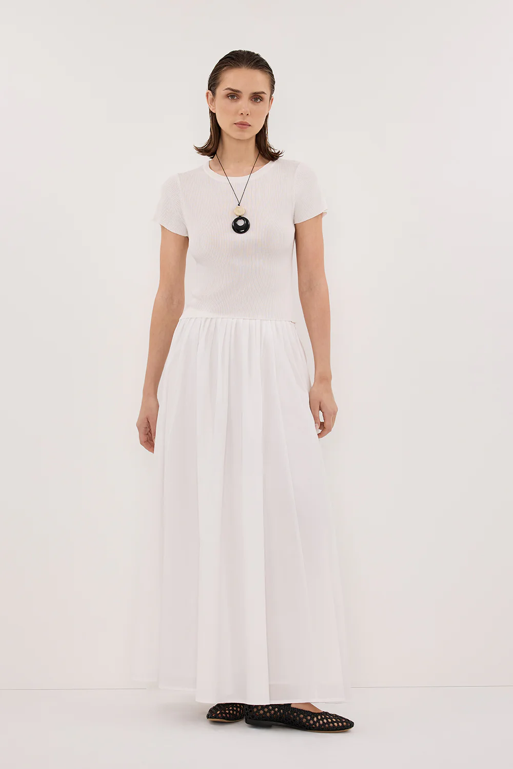 MARINA OFF WHITE MIDI SKIRT - Gamepaces