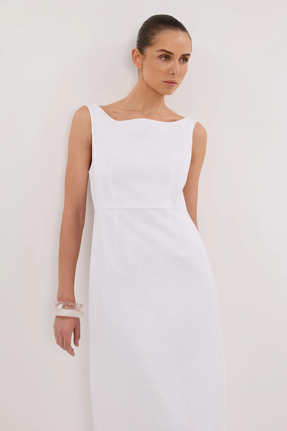 JULE WHITE LINEN MIDI DRESS - Gamepaces