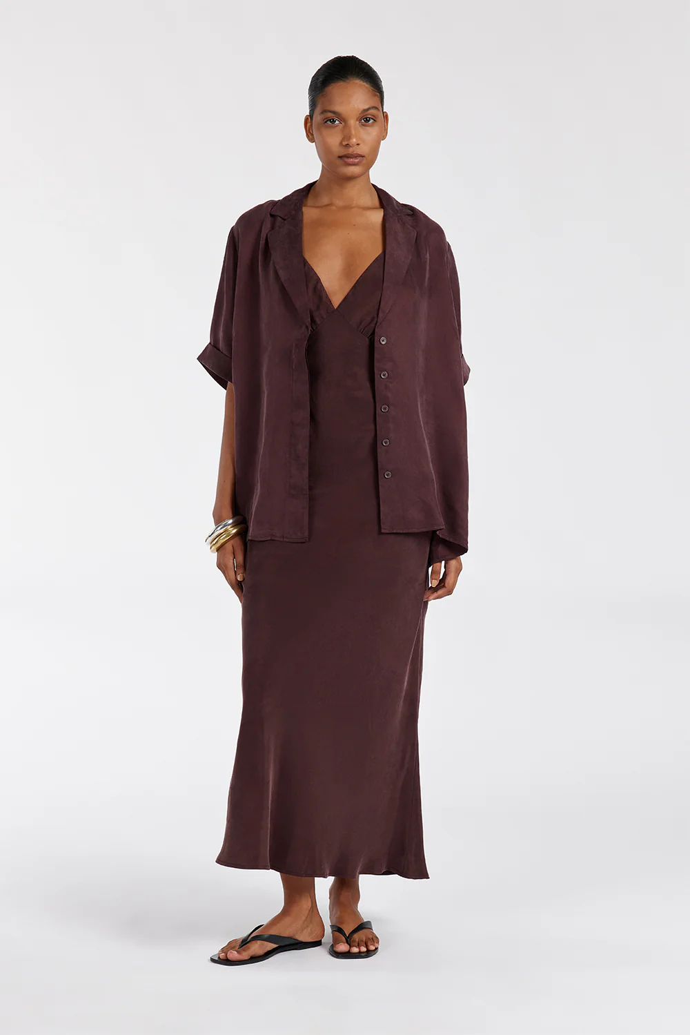 LIAM CURRANT CUPRO SLIP MIDI DRESS - Gamepaces