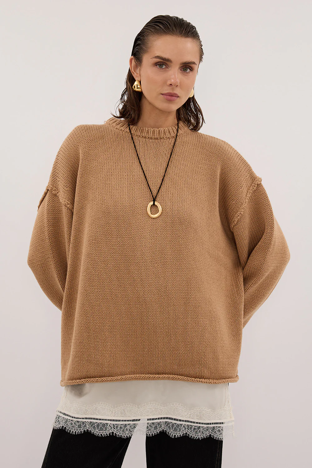 ROY WHEAT LONGLINE KNIT JUMPER - Gamepaces