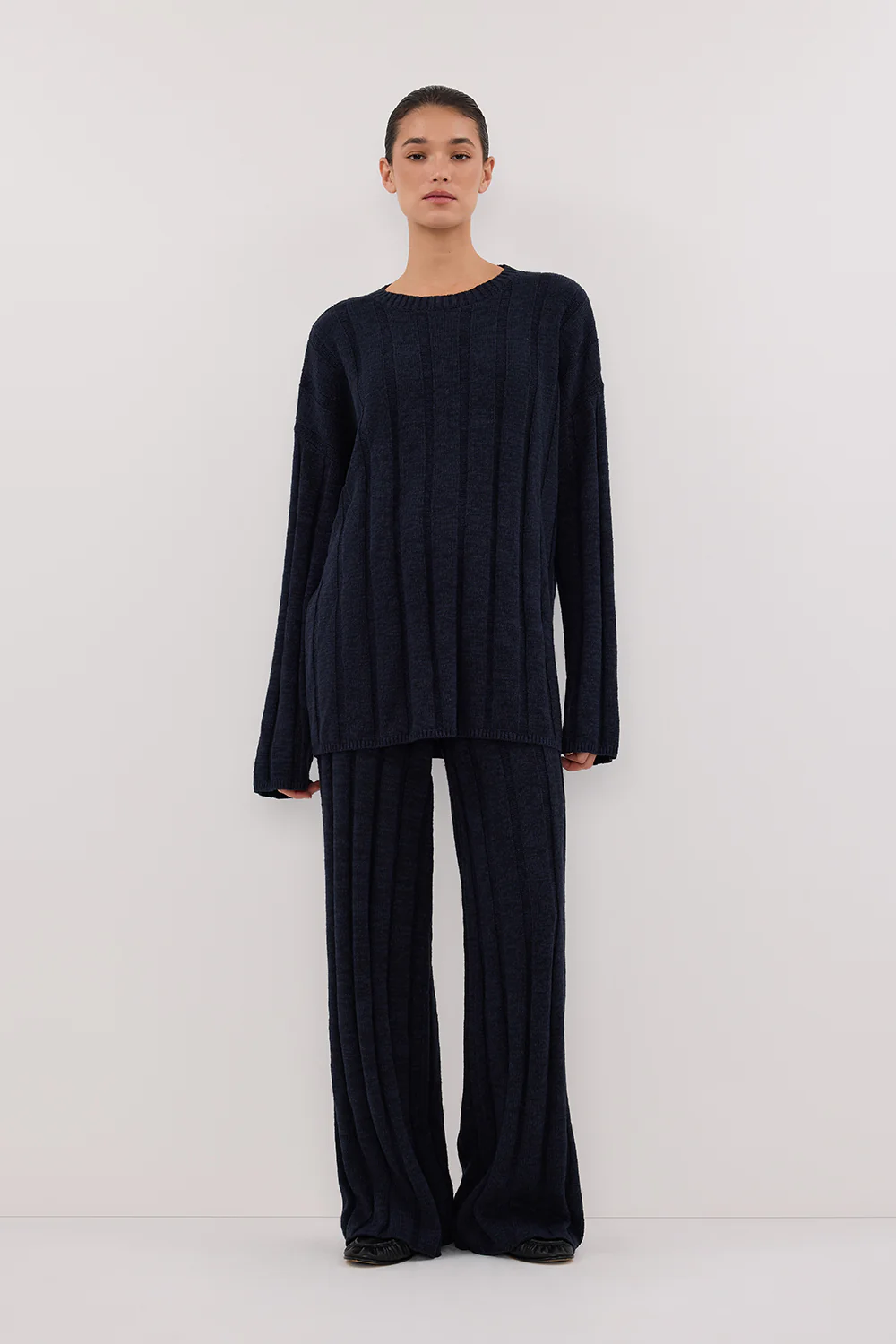 JAZZ INDIGO CREW NECK KNIT TOP - Gamepaces