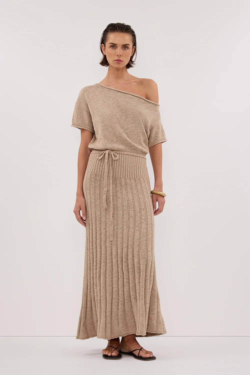 RICK NATURAL ASYM KNIT MIDI DRESS - Gamepaces