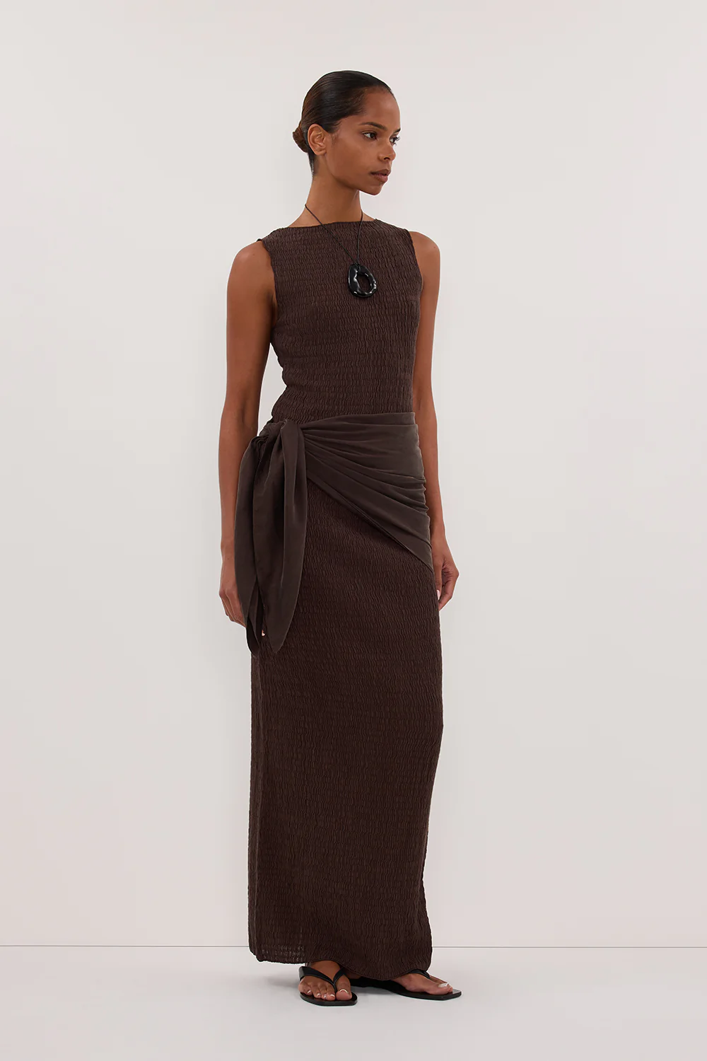 MELISSA CHOCOLATE KNIT MIDI SKIRT - Gamepaces