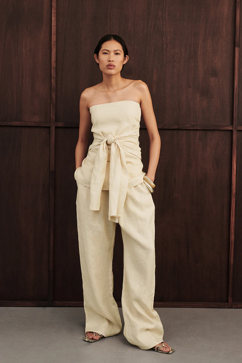 CARLA BUTTERMILK DRAWSTRING LINEN PANT - Gamepaces