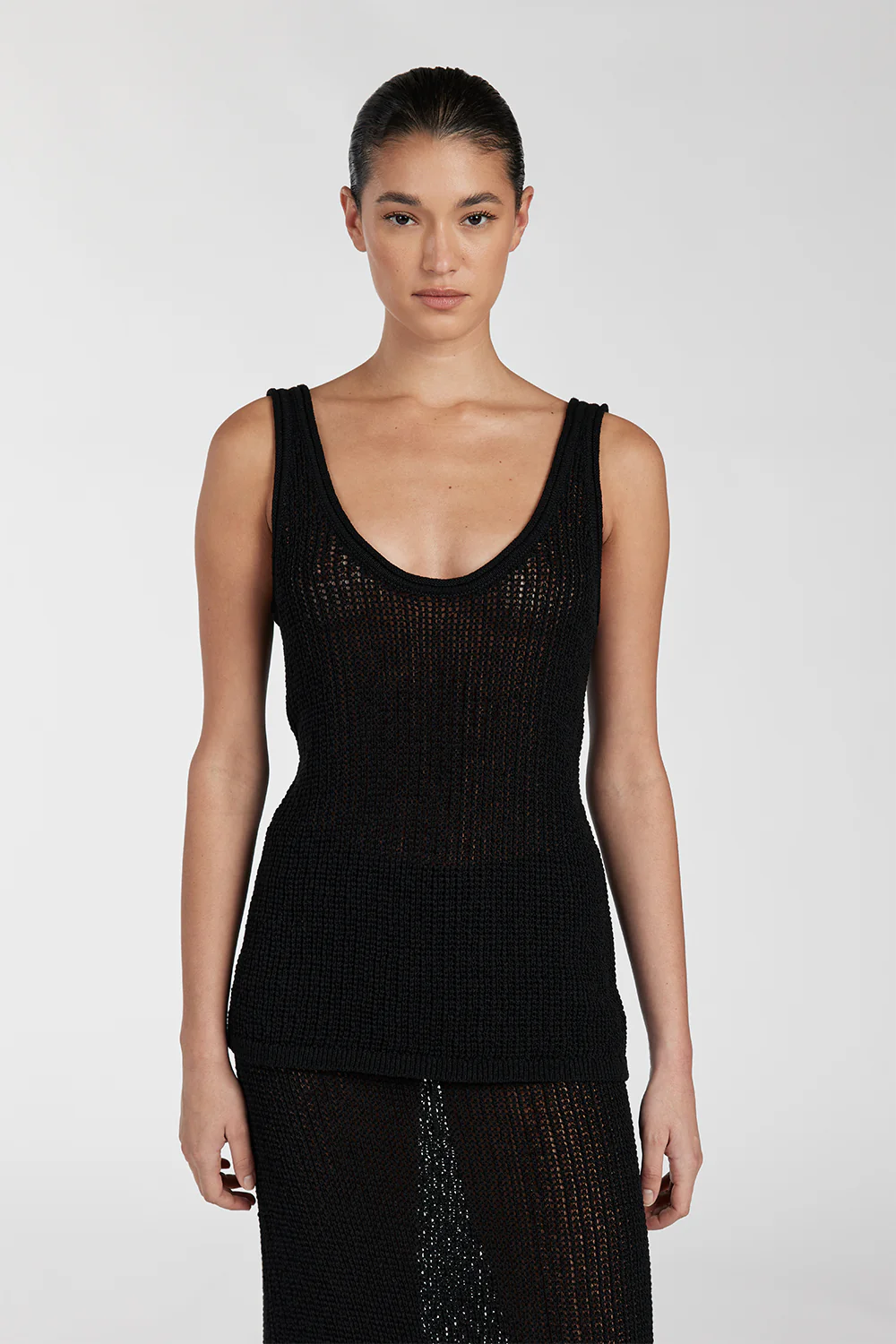 MARGOT BLACK SCOOP CROCHET TANK - Gamepaces