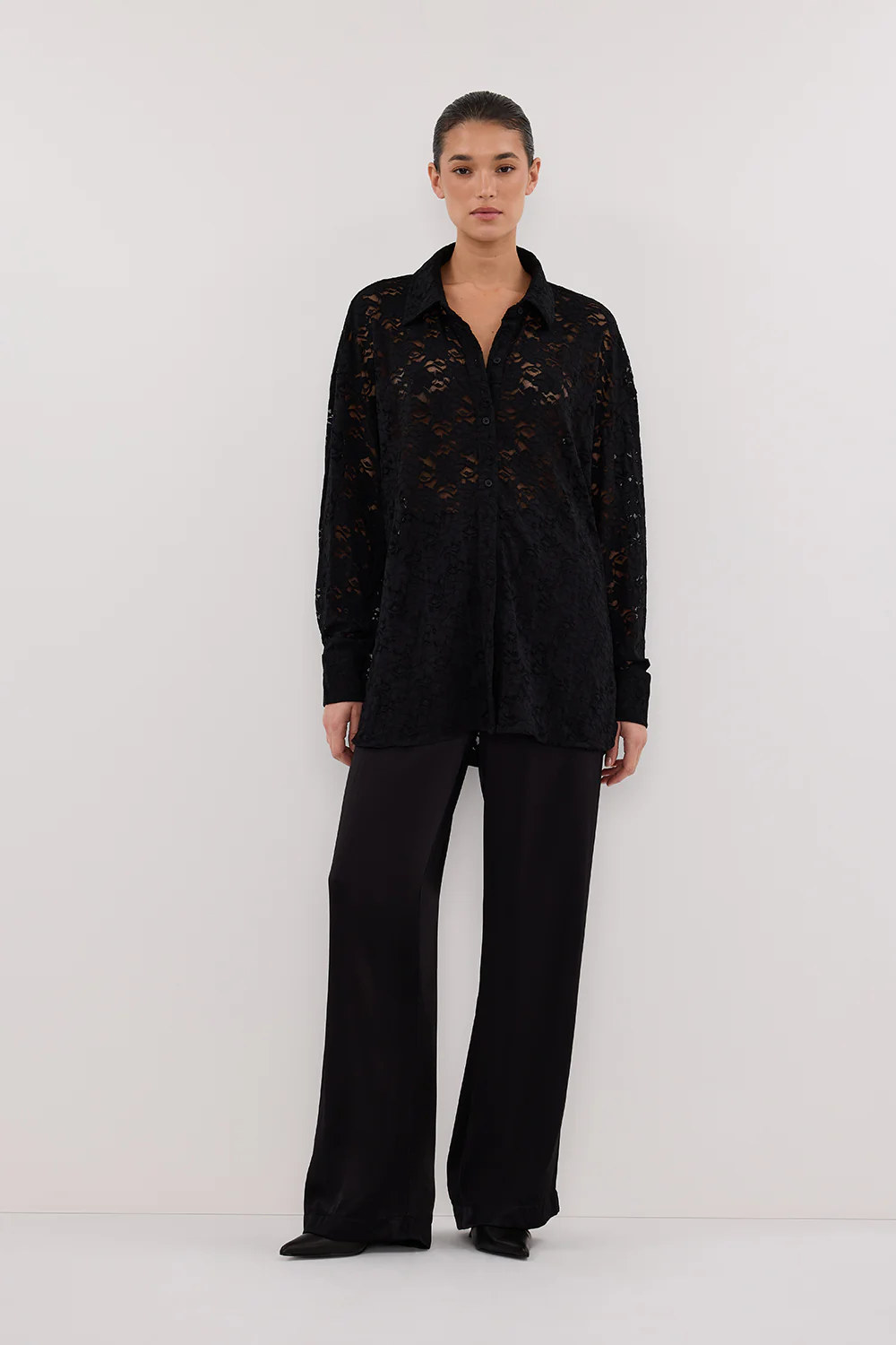 LOULA BLACK LACE LONG SLEEVE SHIRT - Gamepaces