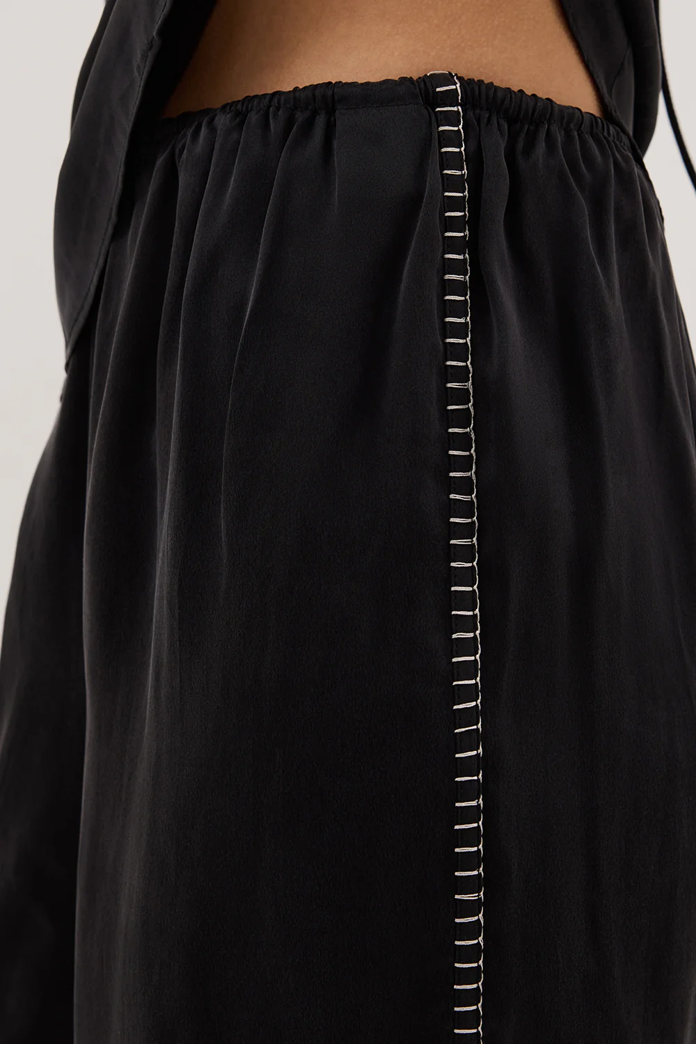 PIPER BLACK SILK STITCH DETAIL PANT - Gamepaces