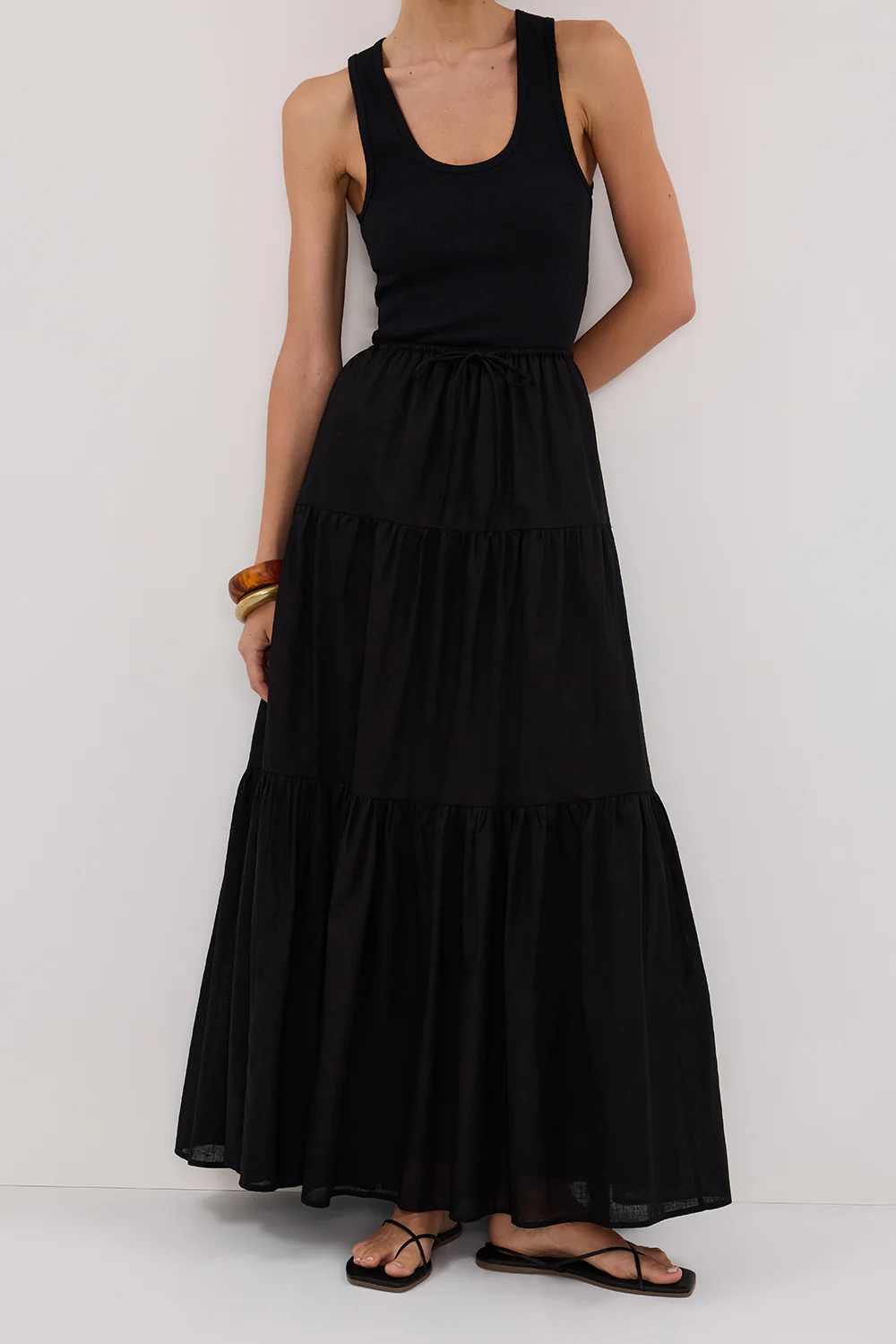 FLETCHER BLACK TIERED MAXI SKIRT - Gamepaces